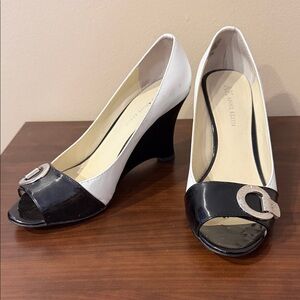 Vintage Anne Klein Two-Tone Peep Toe Wedges